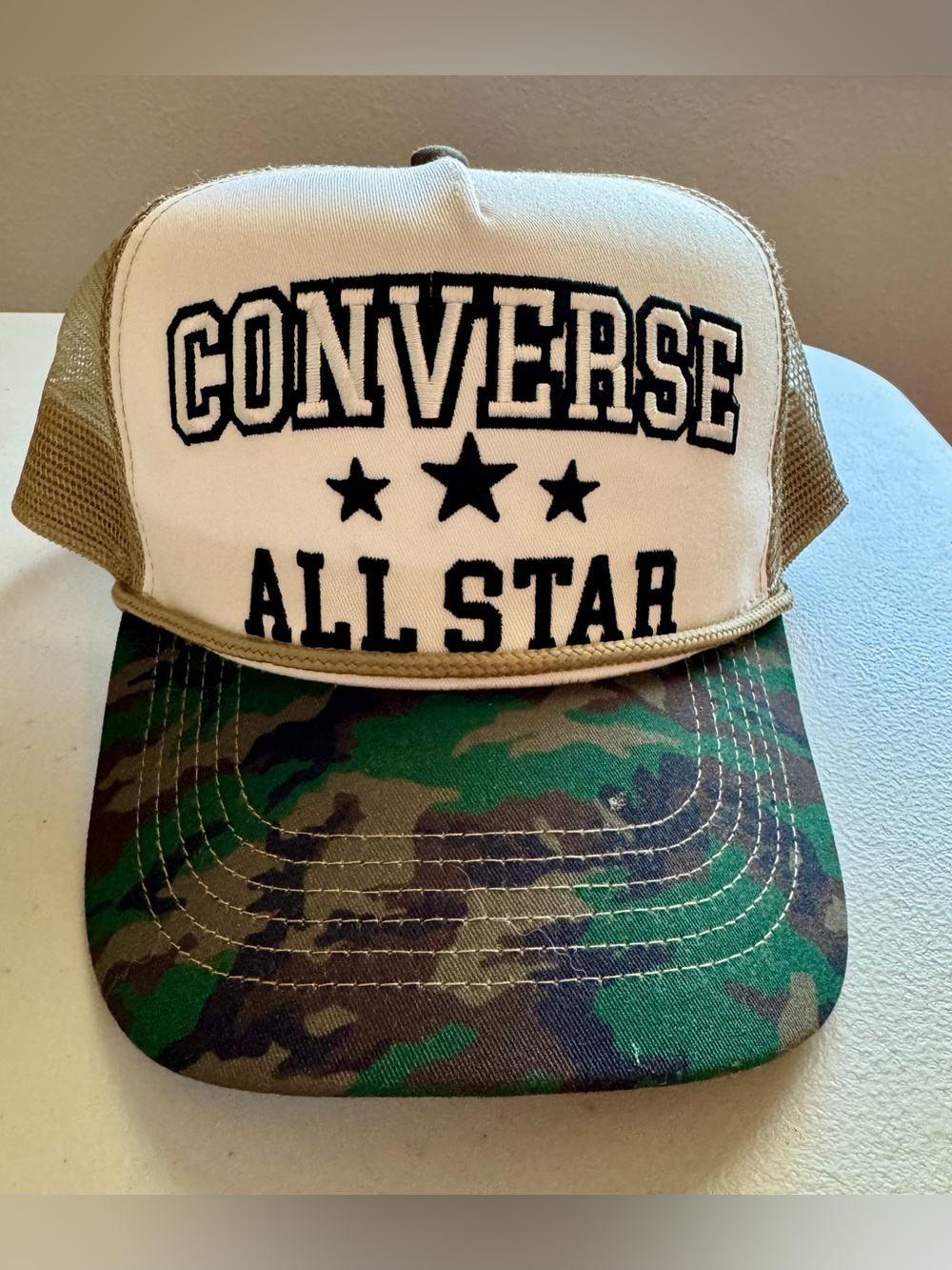Converse All Star Trucker Hat Camo Rope Mesh Snapback Cap One Size